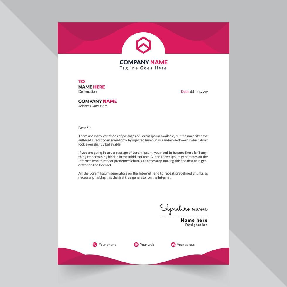Professional Modern Letterhead Design Template With Red And White Background vector