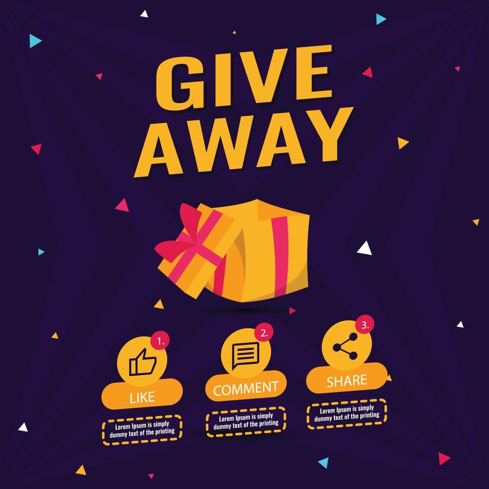 Giveaway quiz contest for social media post template giveaway prize win competition vector