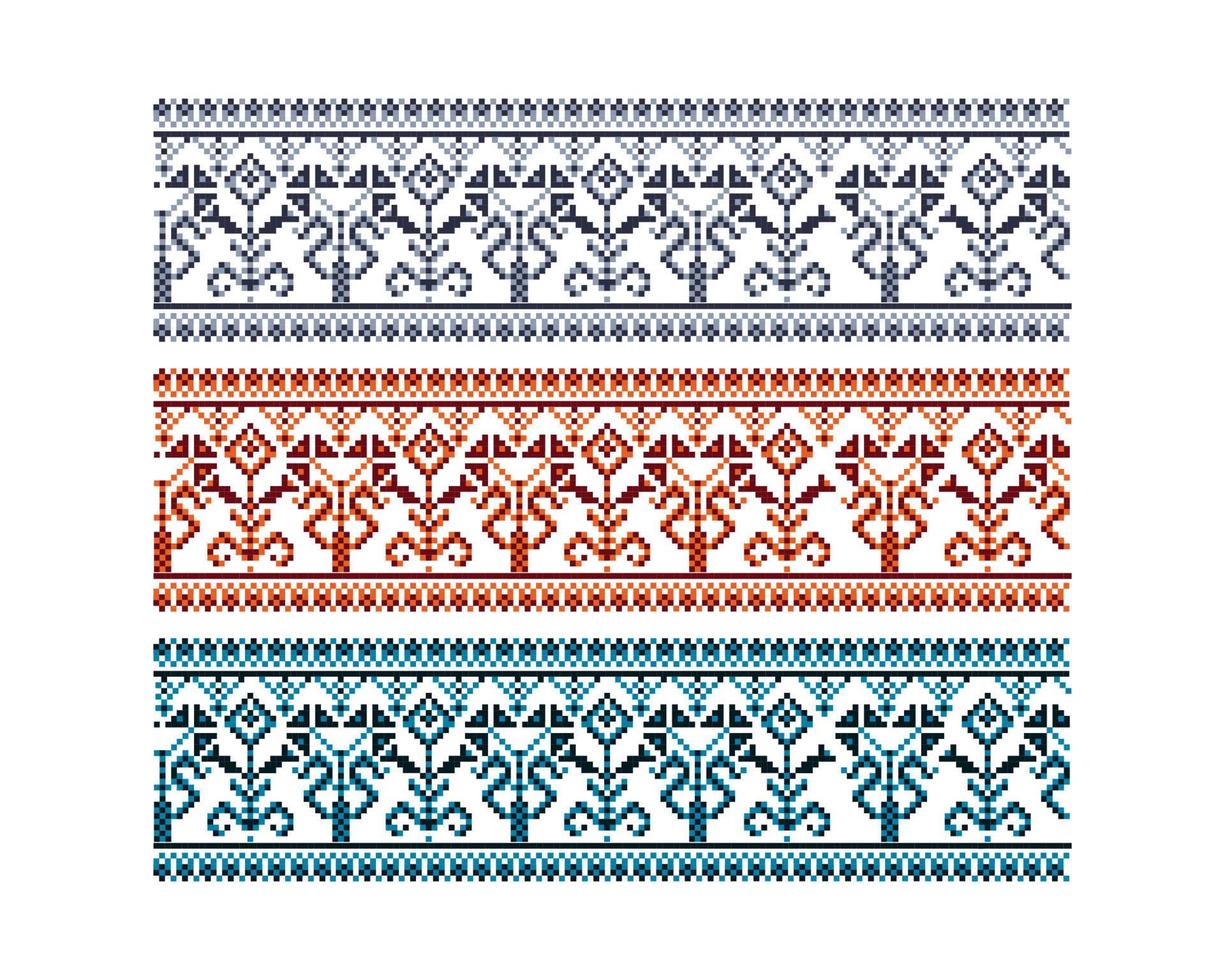 Seamless knitting embroidered pattern vector illustration with trendy color