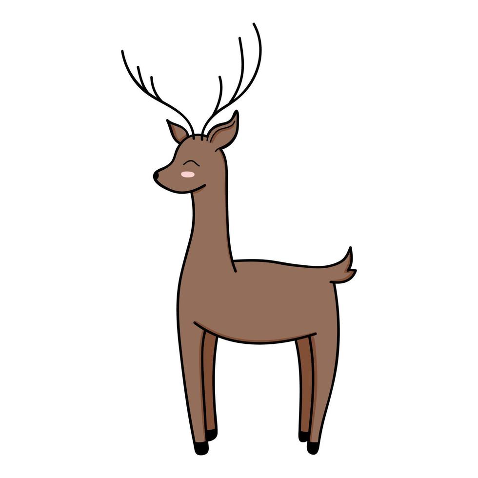 Ilustración de vector de niños lindos renos. garabato, ciervo, niños