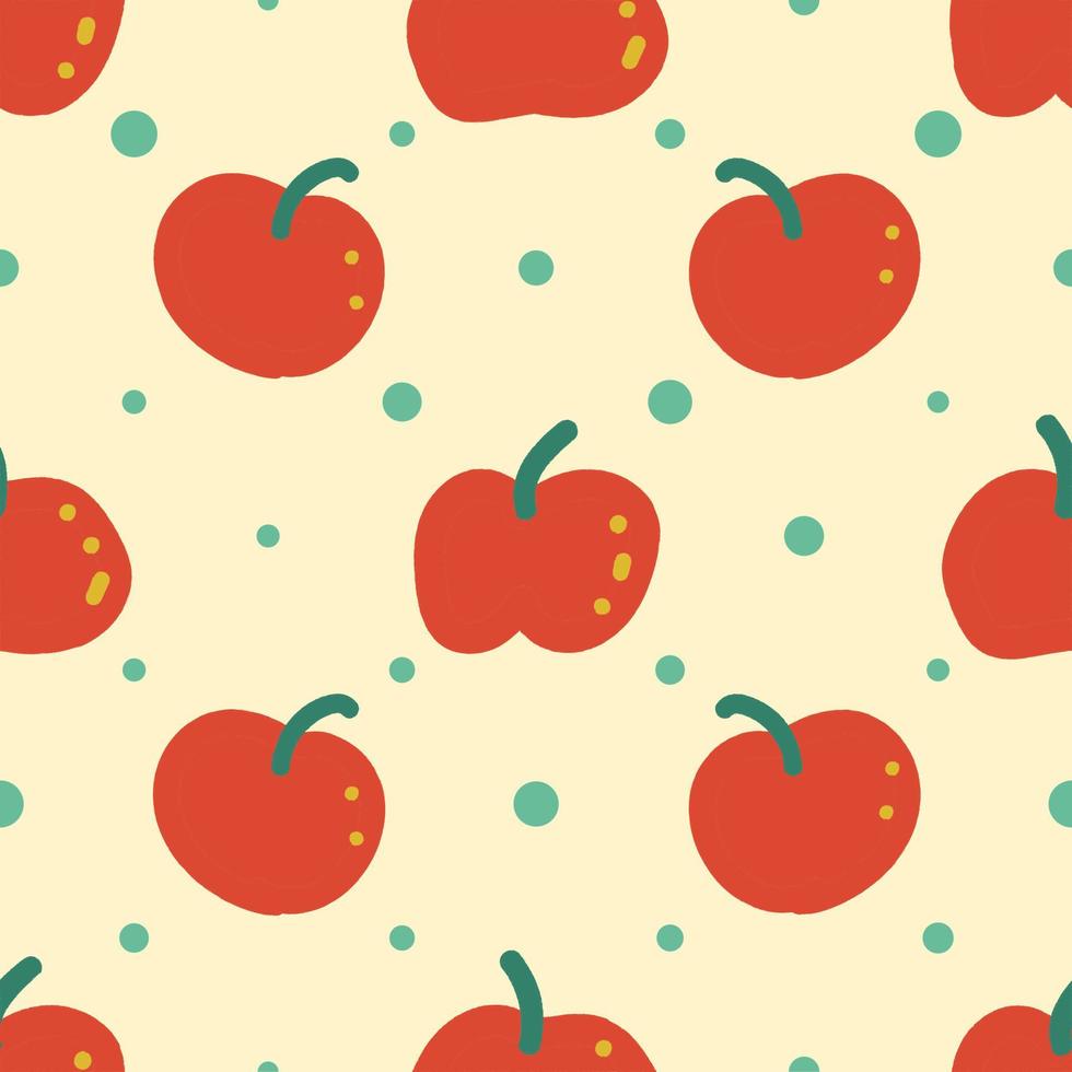 Red apples seamless pattern illustration. Apple harvest background vector