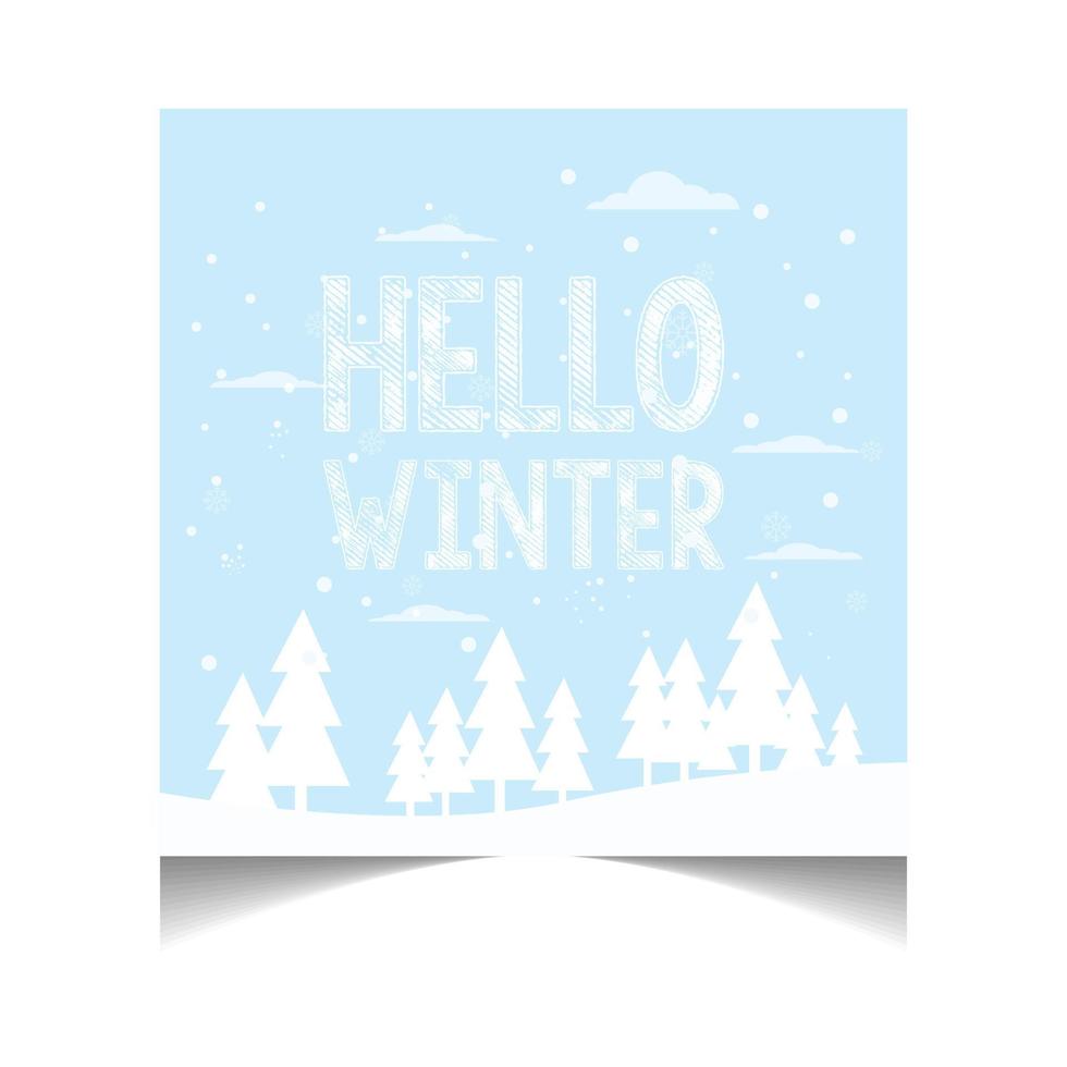 Hello Winter Title in Snow Background Vector Illustration