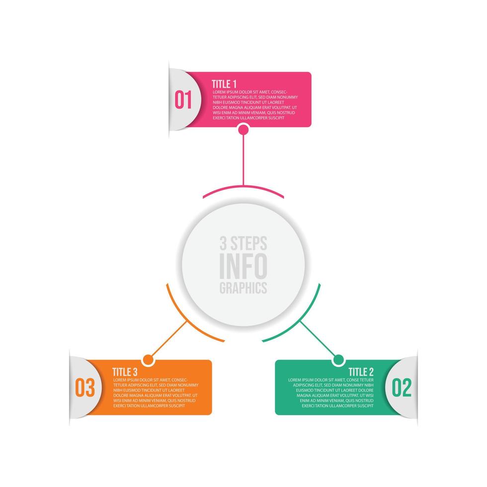 tres 3 pasos de infografía de negocios vector