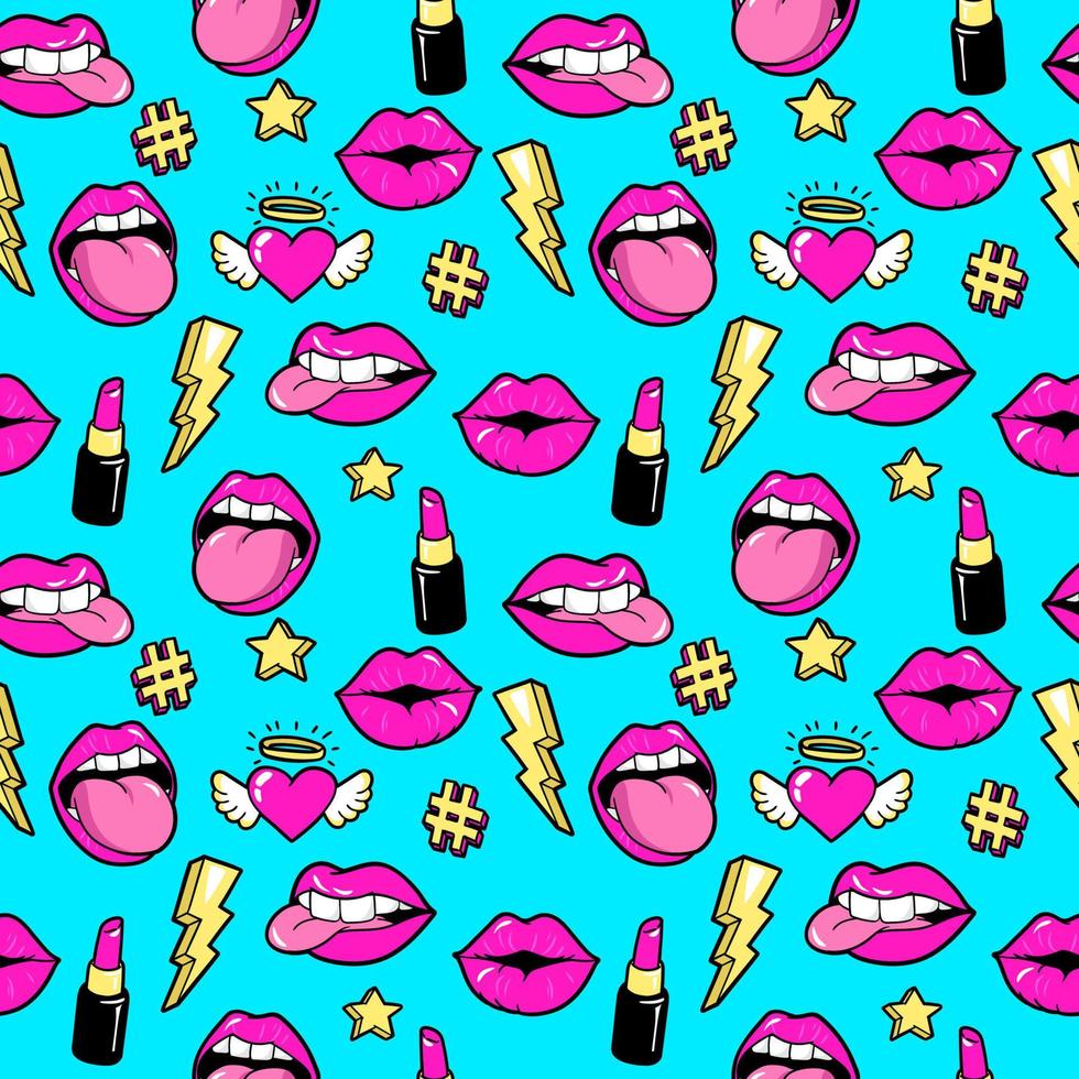 Seamless pattern with fashion patches. vector