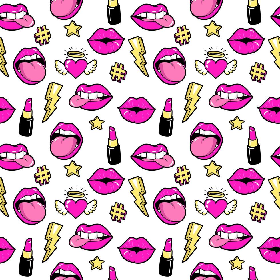 Seamless pattern with fashion patches. vector