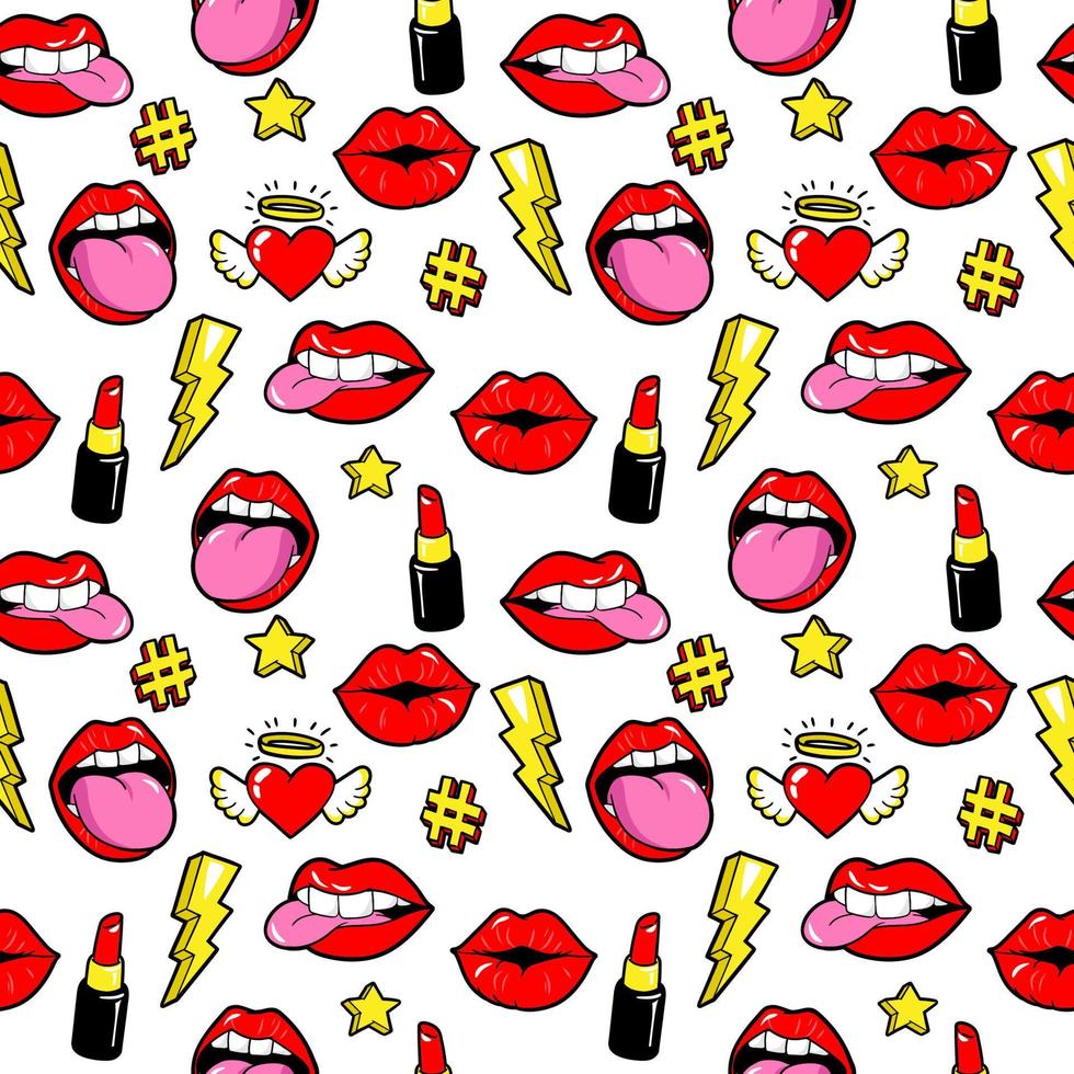 Seamless pattern with fashion patches. vector