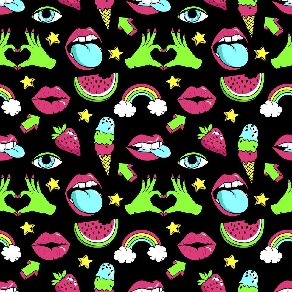 Seamless pattern with fashion patches. vector