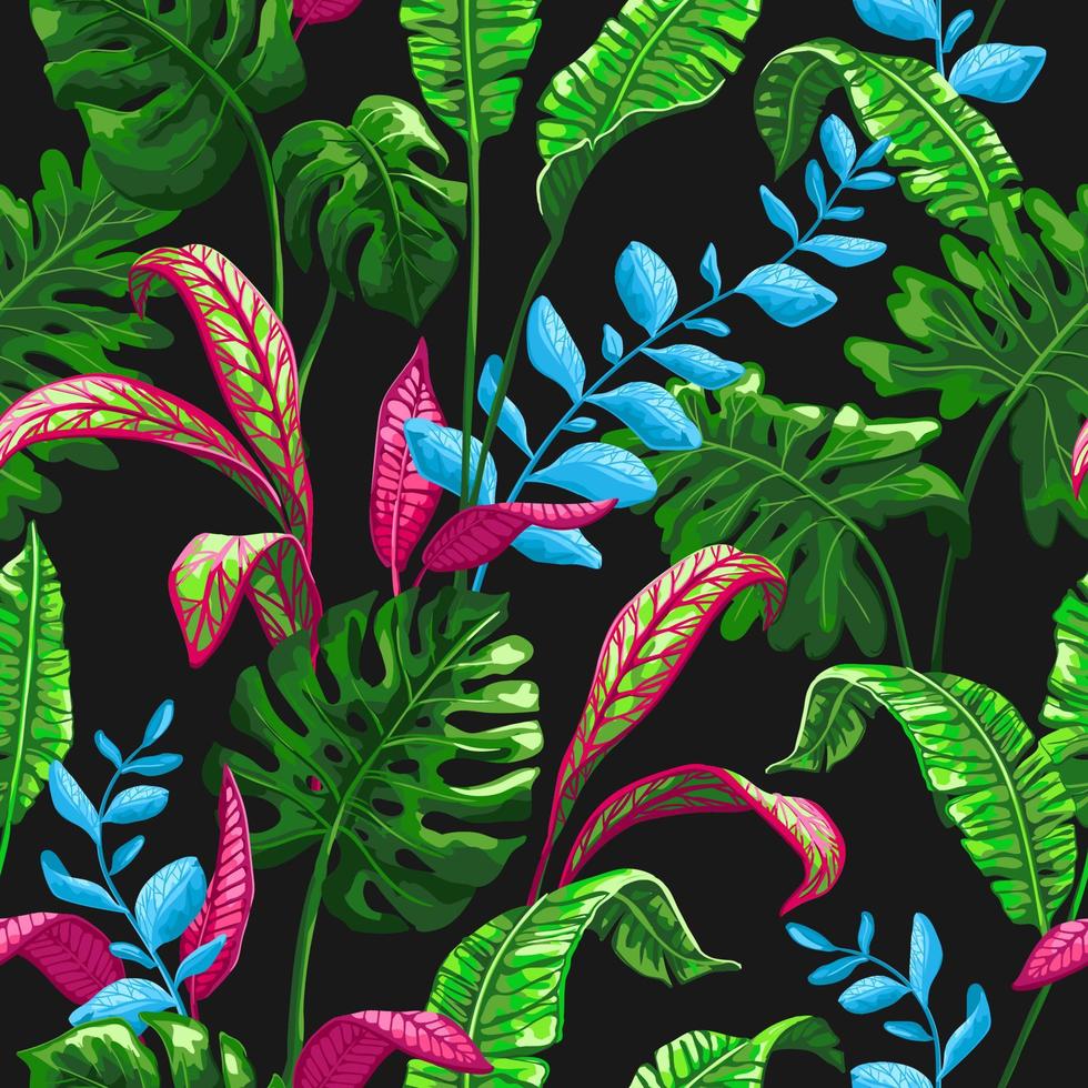 Tropical seamless pattern with palm leaves. vector