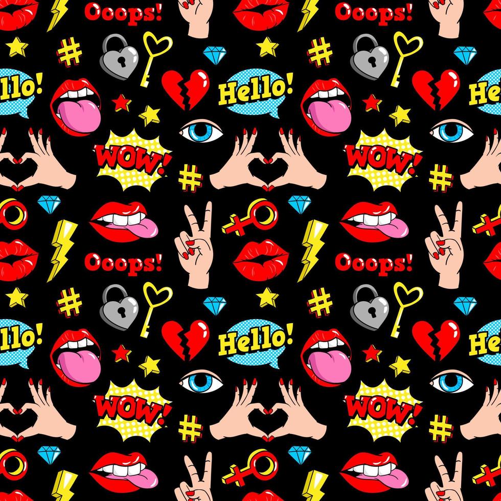 Seamless pattern with fashion patches. vector
