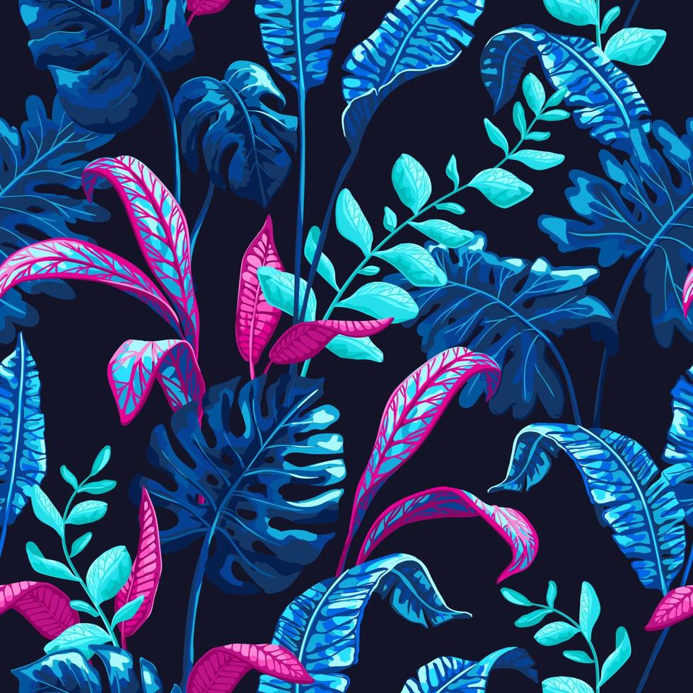 Tropical seamless pattern with palm leaves. vector