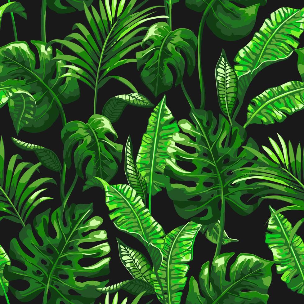 Tropical seamless pattern with palm leaves. vector