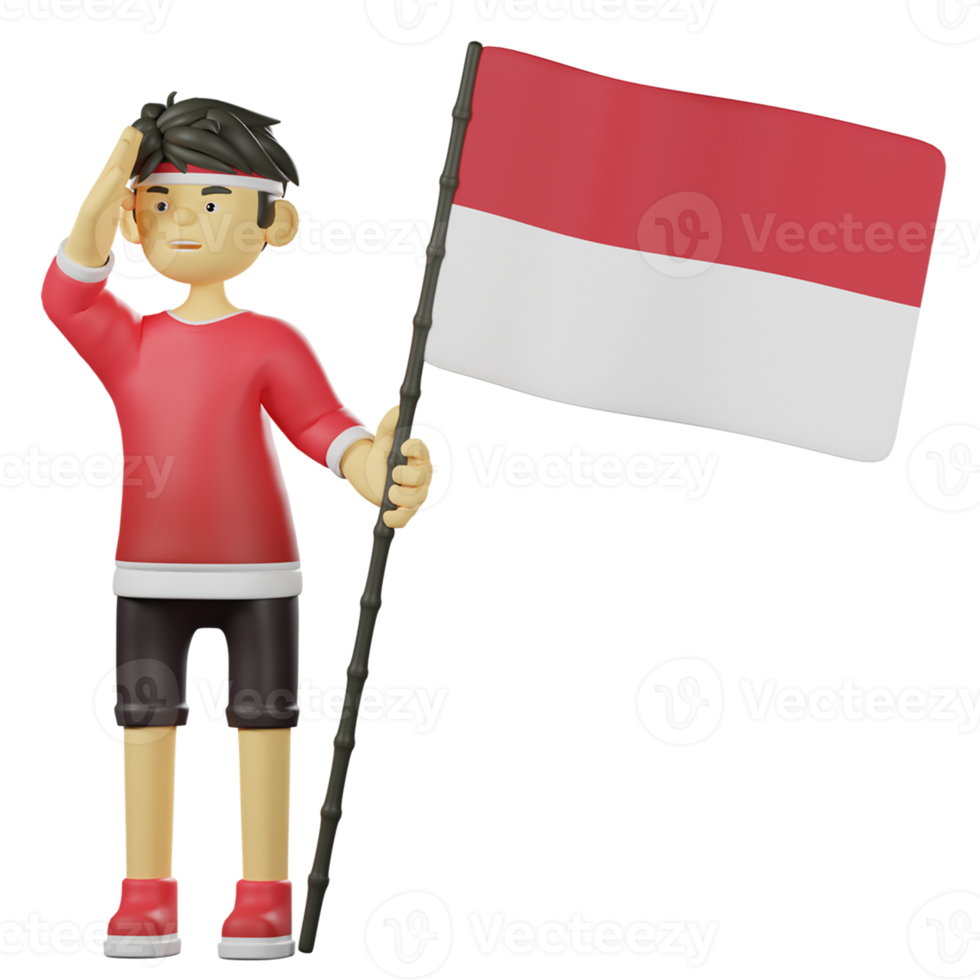 Indonesisch jong jongen groet de vlag png