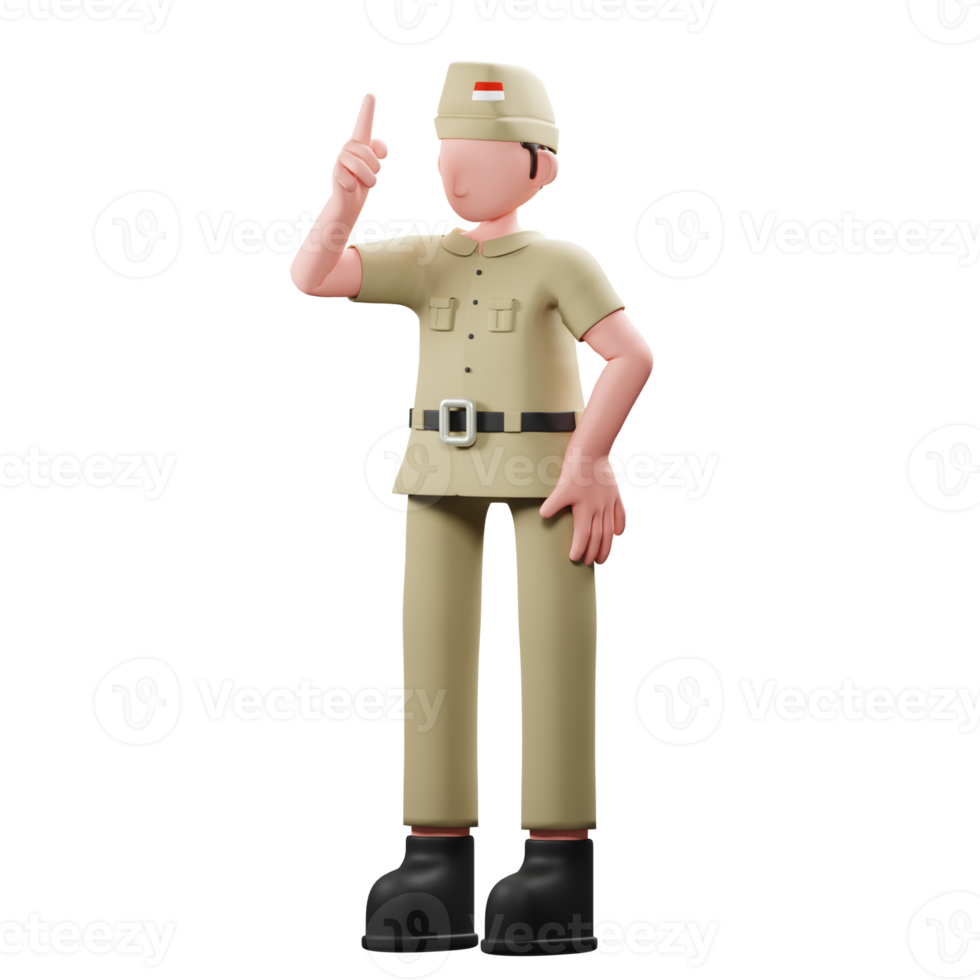 personaje veterano apuntando hacia arriba png