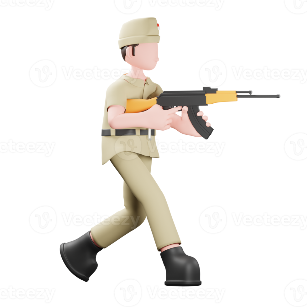 veterano personaggio correre con arma png