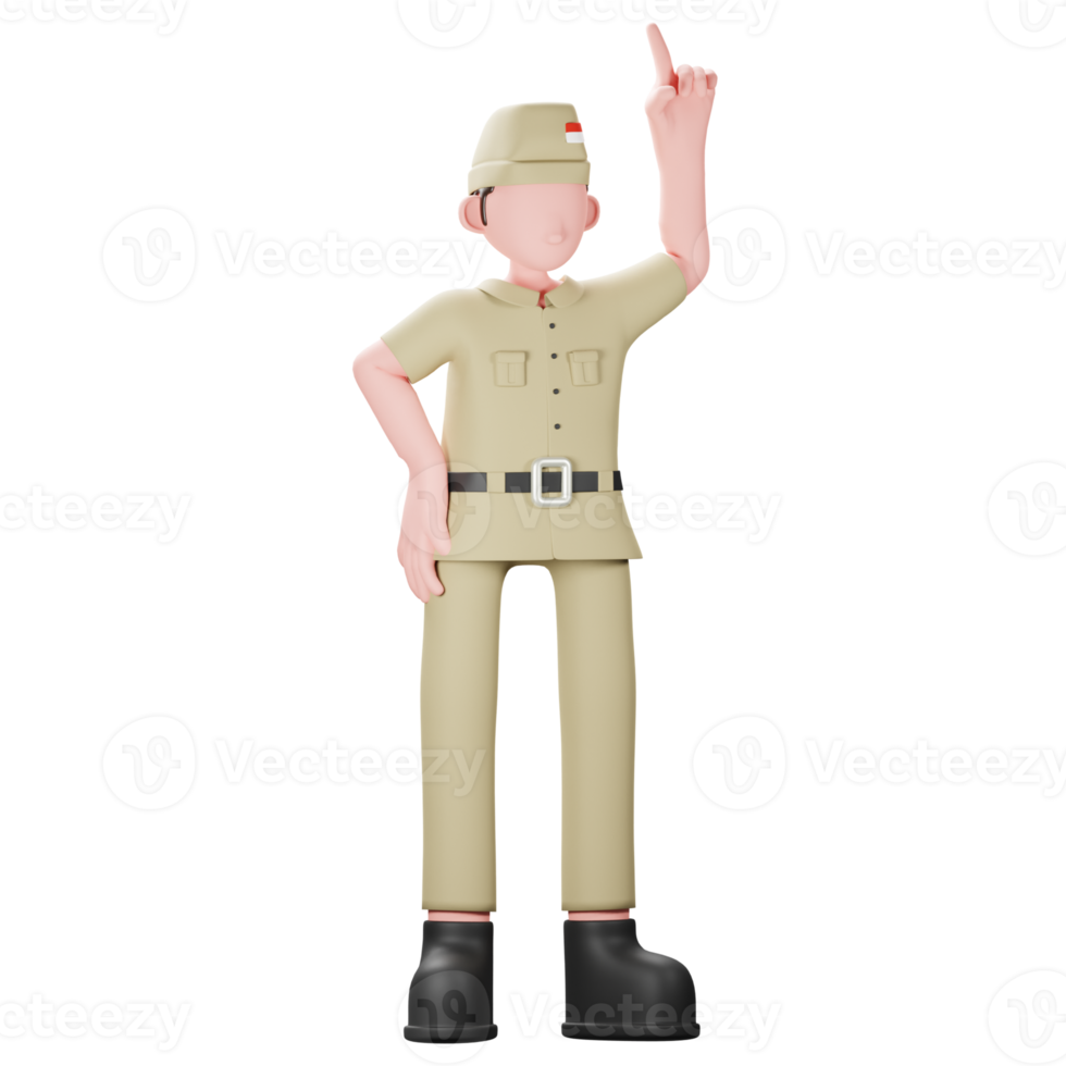 veteran character pointing png