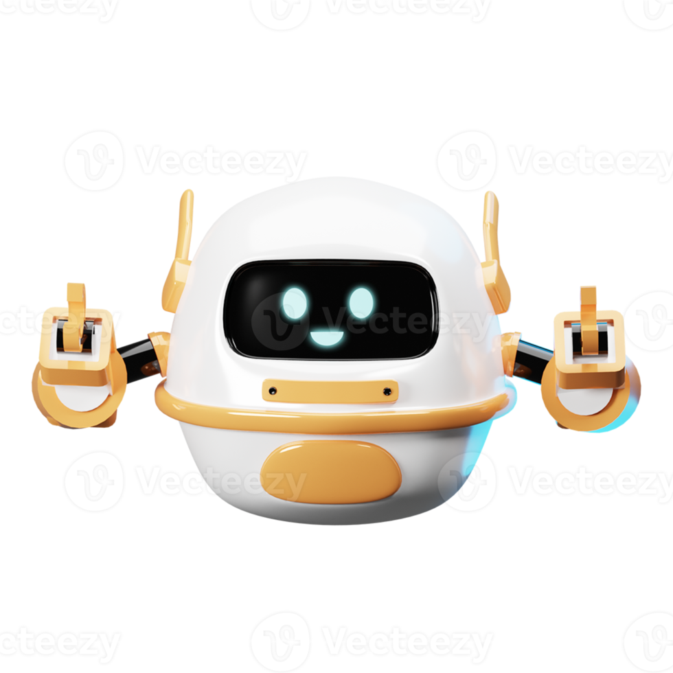 mascotte de robot 3d heureux png