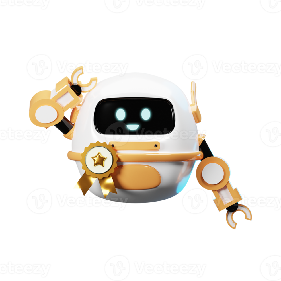 3D Robot Mascot Badge png