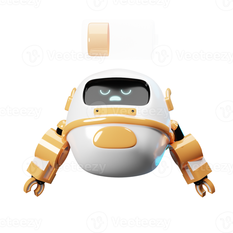 mascotte de robot 3d batterie faible png