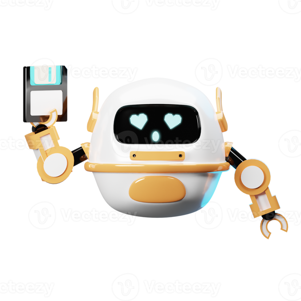 mascota robot 3d traer disco png