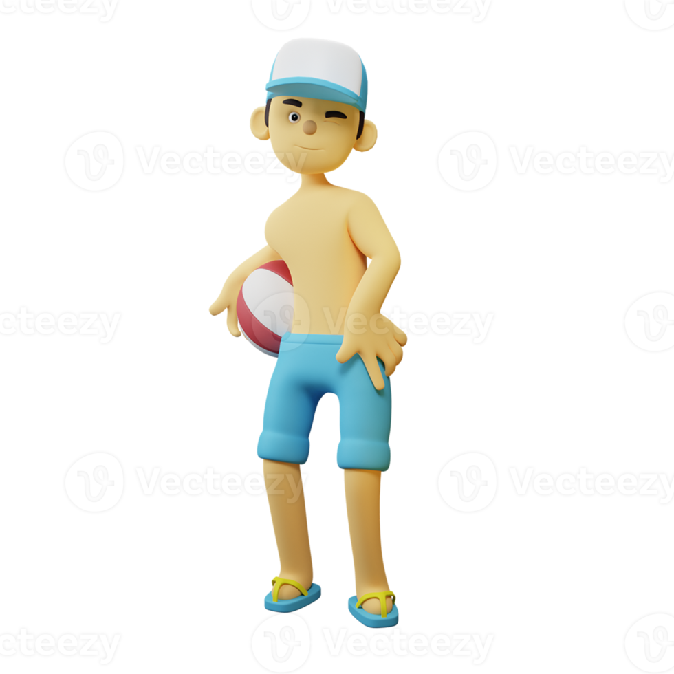 3D Character Summer Boy Playing Volley png