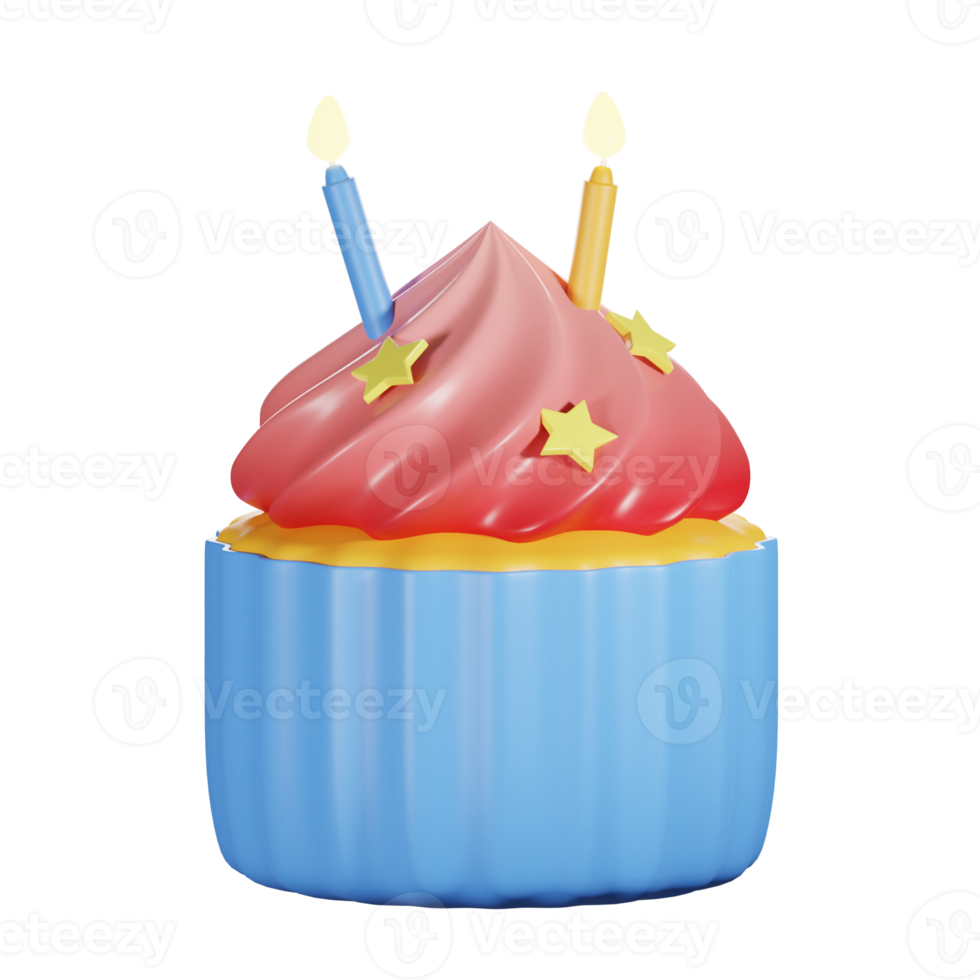 3D Birthday Cupcake icon png