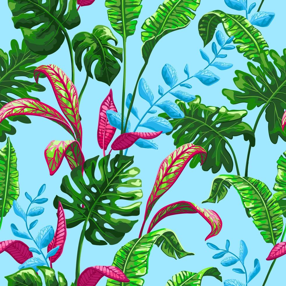 Tropical seamless pattern with palm leaves. vector