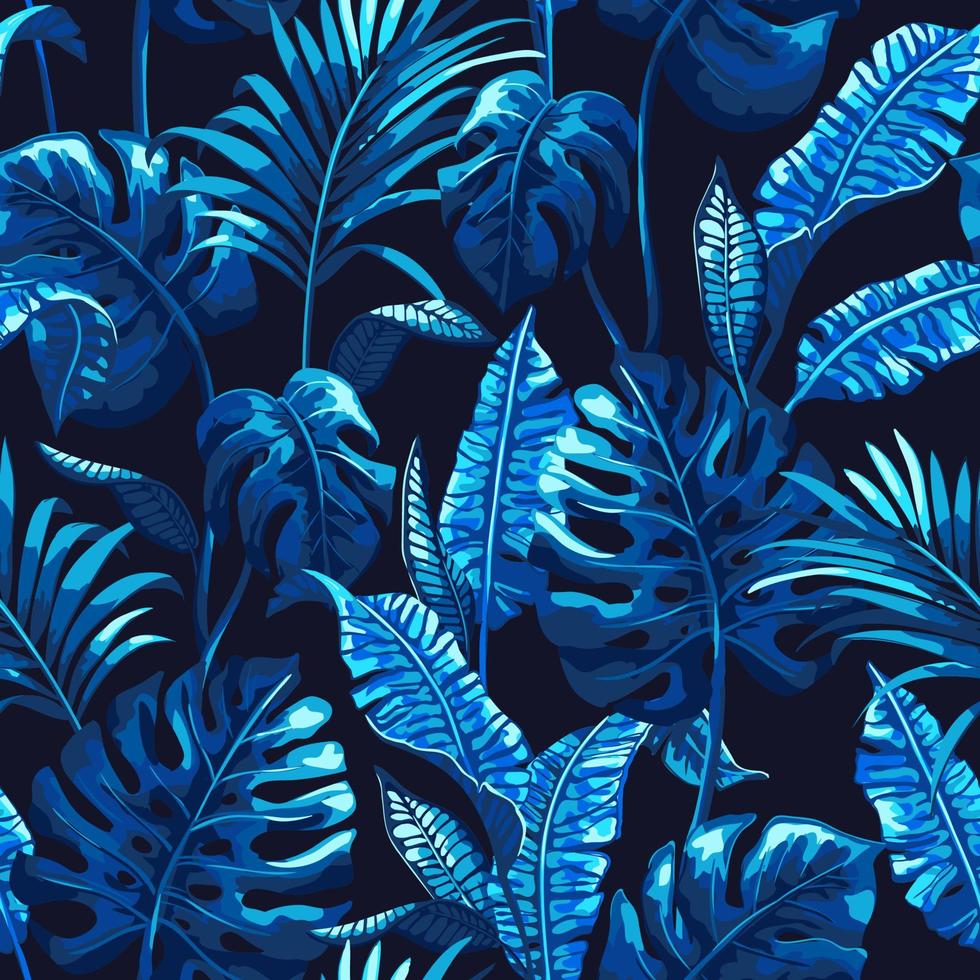 Tropical seamless pattern with palm leaves. vector