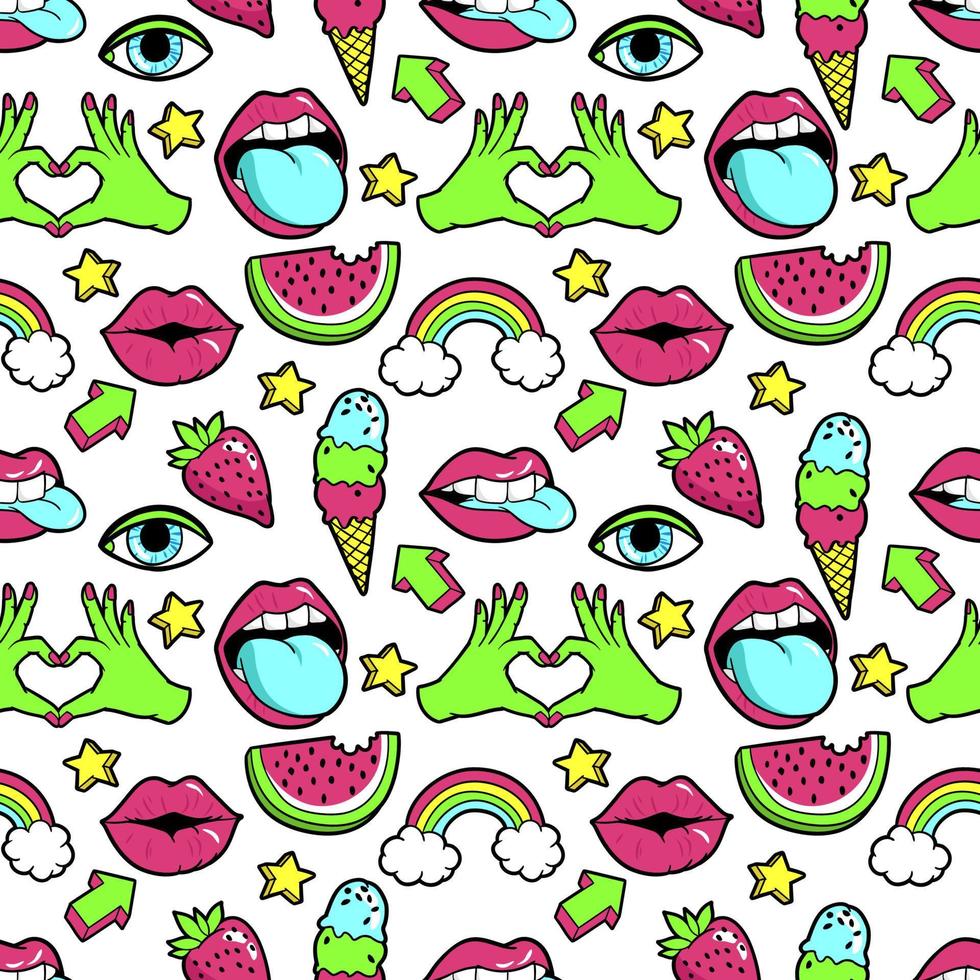 Seamless pattern with fashion patches. vector