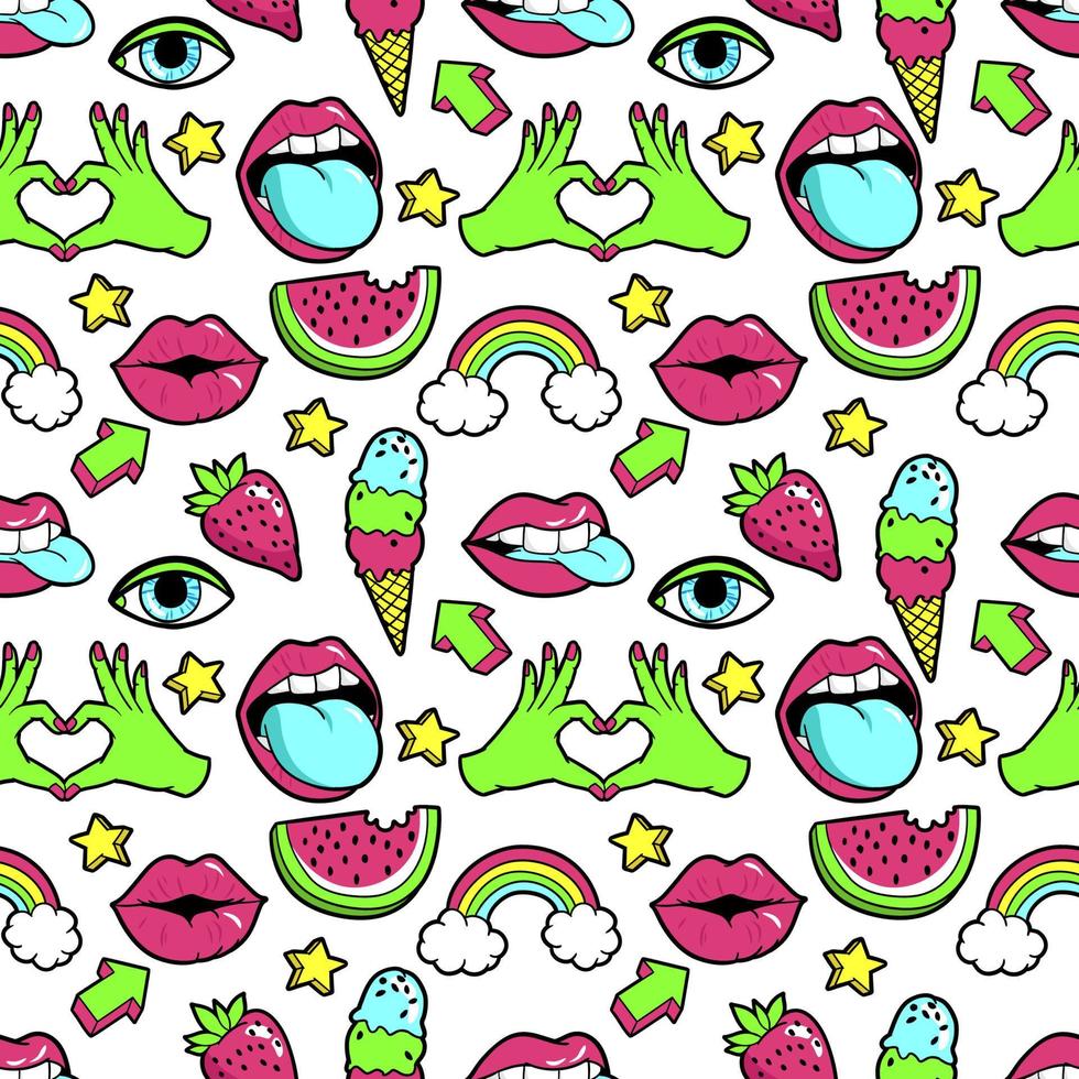 Seamless pattern with fashion patches. vector