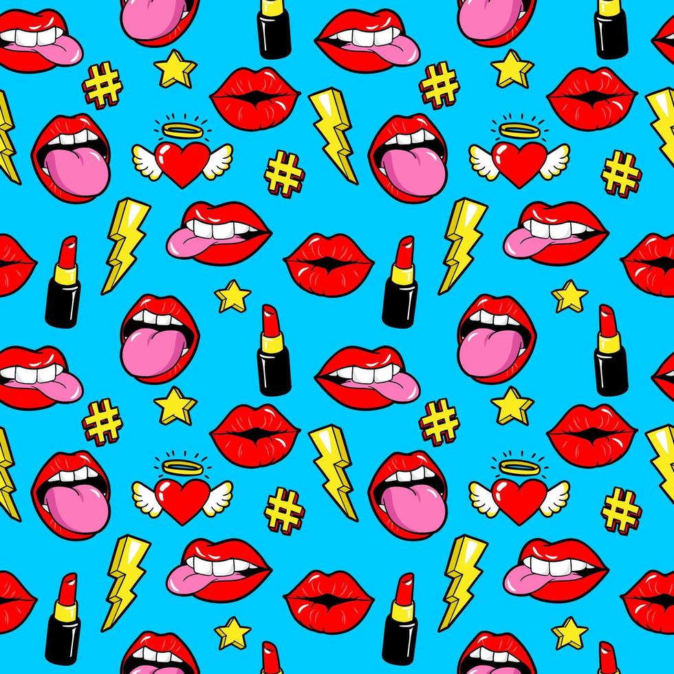 Seamless pattern with fashion patches. vector