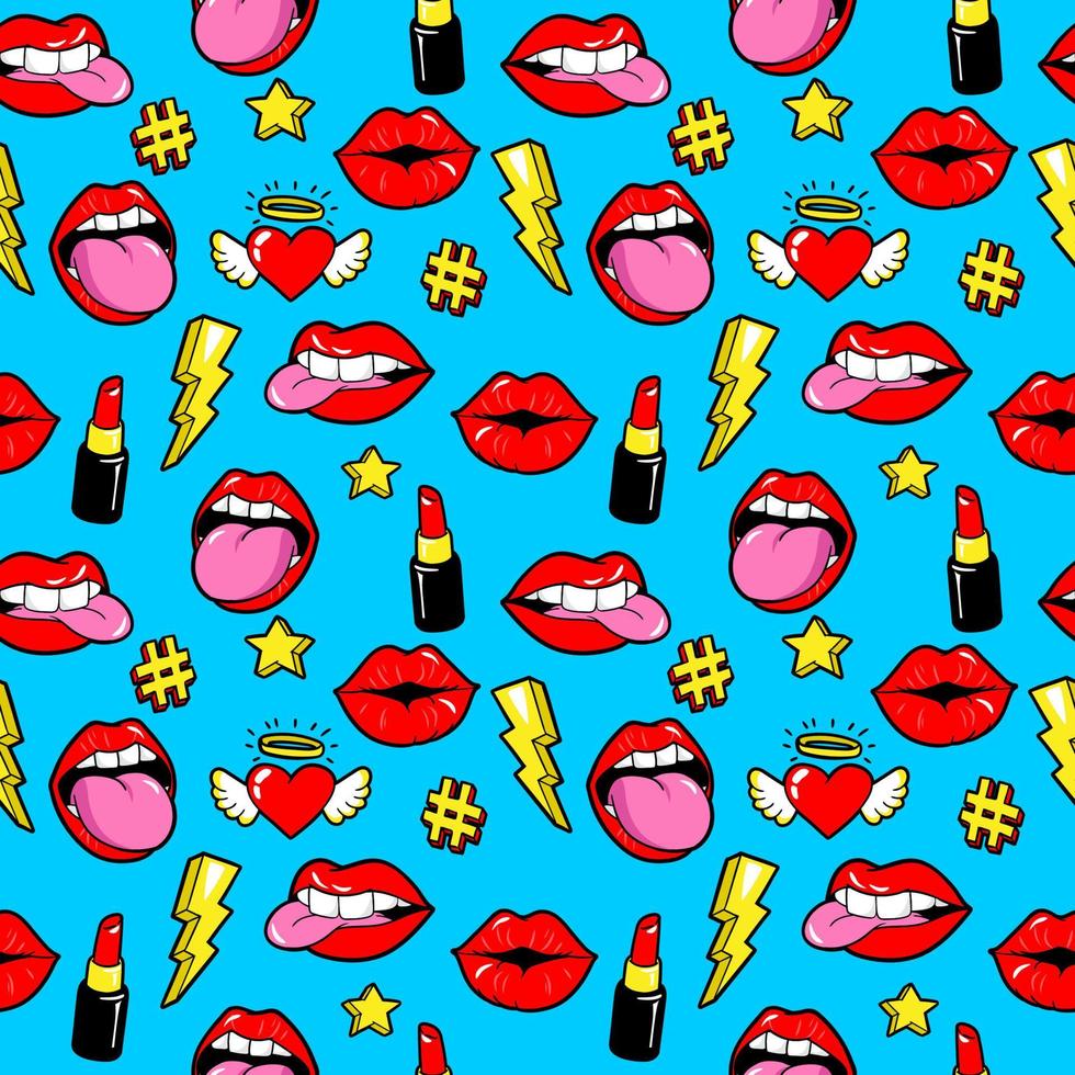Seamless pattern with fashion patches. vector