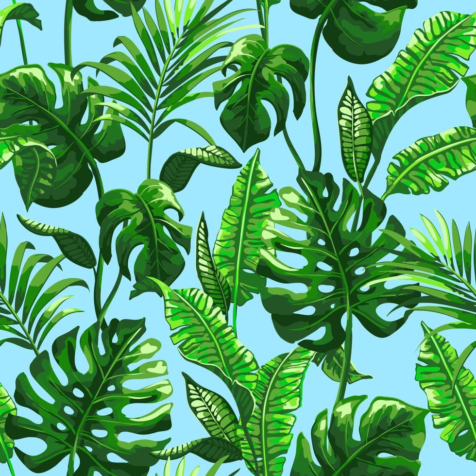 Tropical seamless pattern with palm leaves. vector