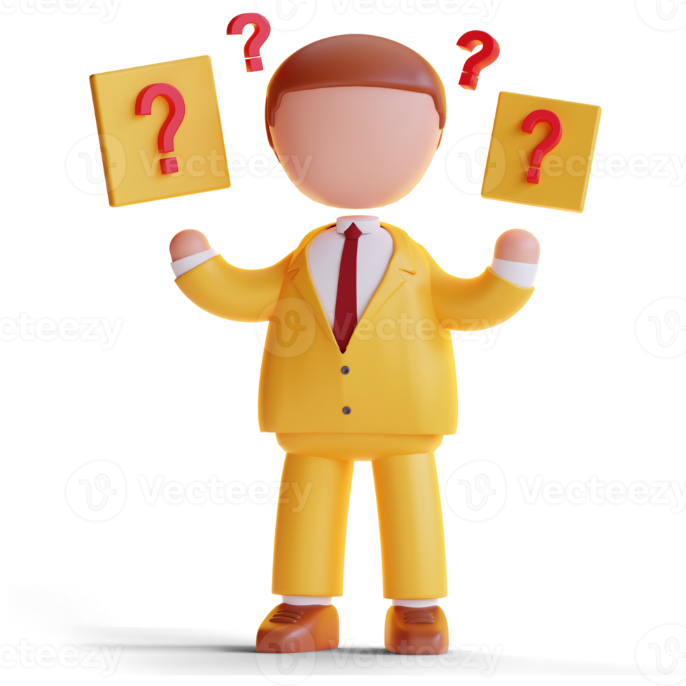 3d businessman gold question mark png