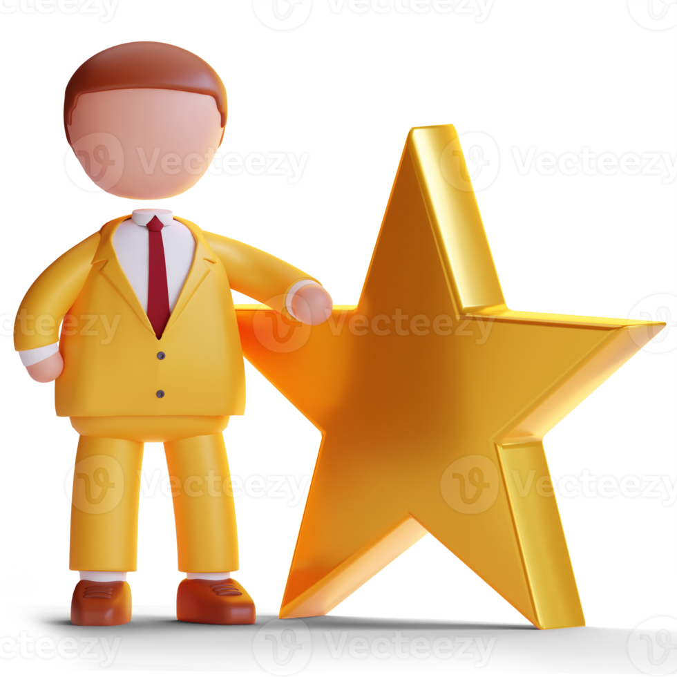 hombre de negocios 3d con estrella png