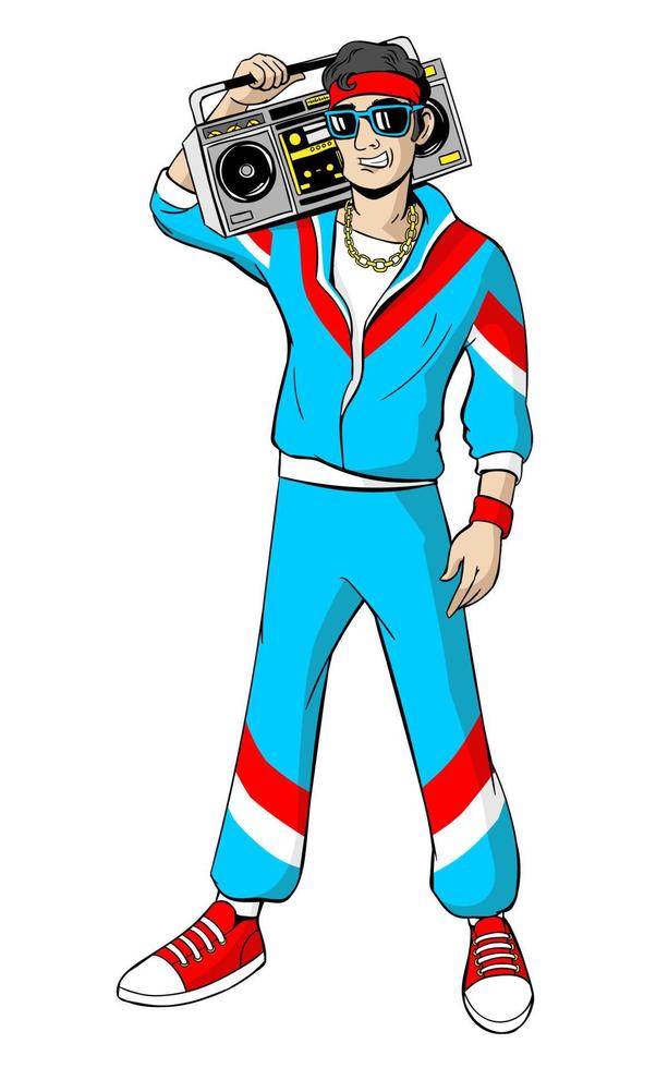 hombre en dibujos animados estilo cómic pop-art de los años 80-90. vector