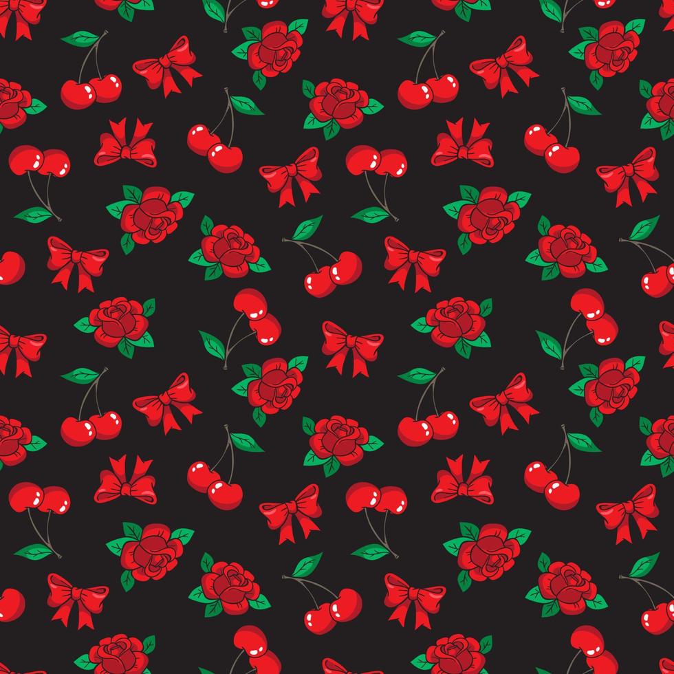Old school seamless pattern in rockabilly style. vector