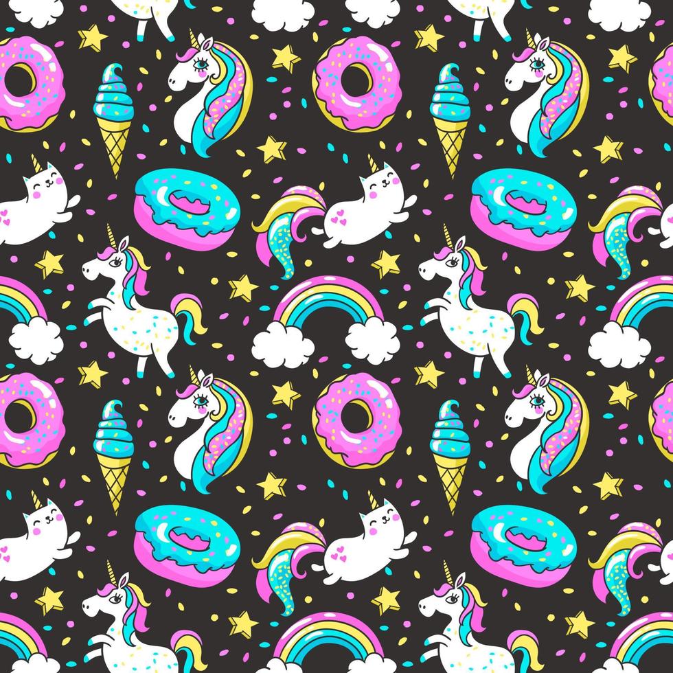 Seamless pattern in cartoon 80s-90s comic style. vector