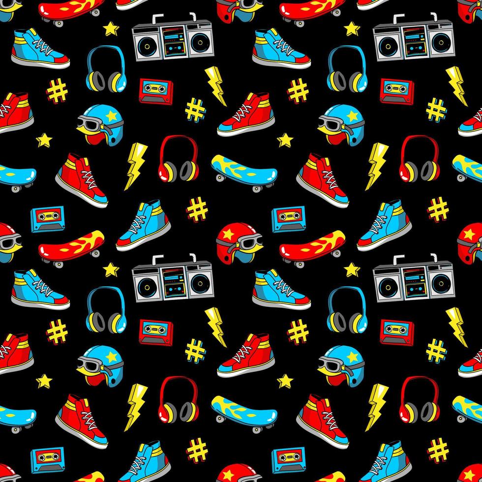 Seamless pattern in cartoon 80s-90s comic style. vector