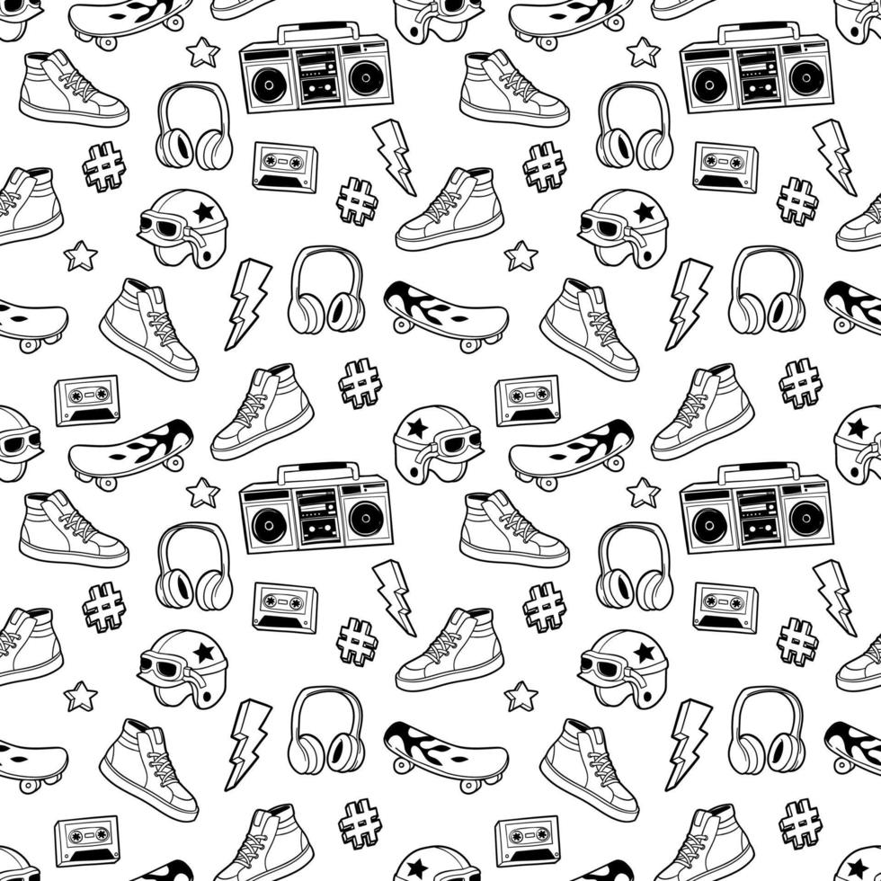 Seamless pattern in cartoon 80s-90s comic style. vector