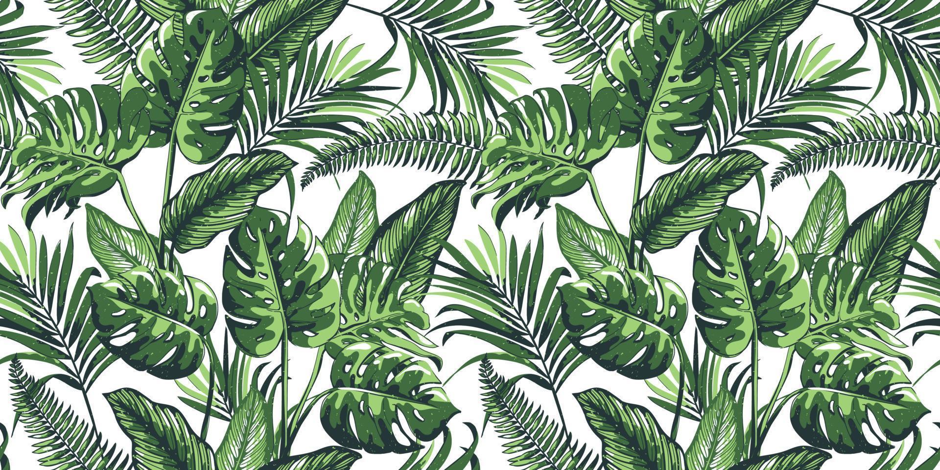 Tropical seamless pattern with palm leaves. vector