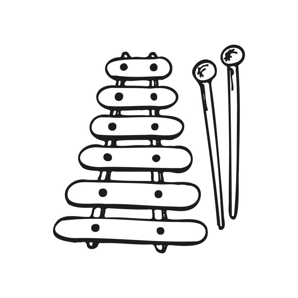 conjunto de garabatos instrumentos musicales. ilustración vectorial dibujada a mano vector