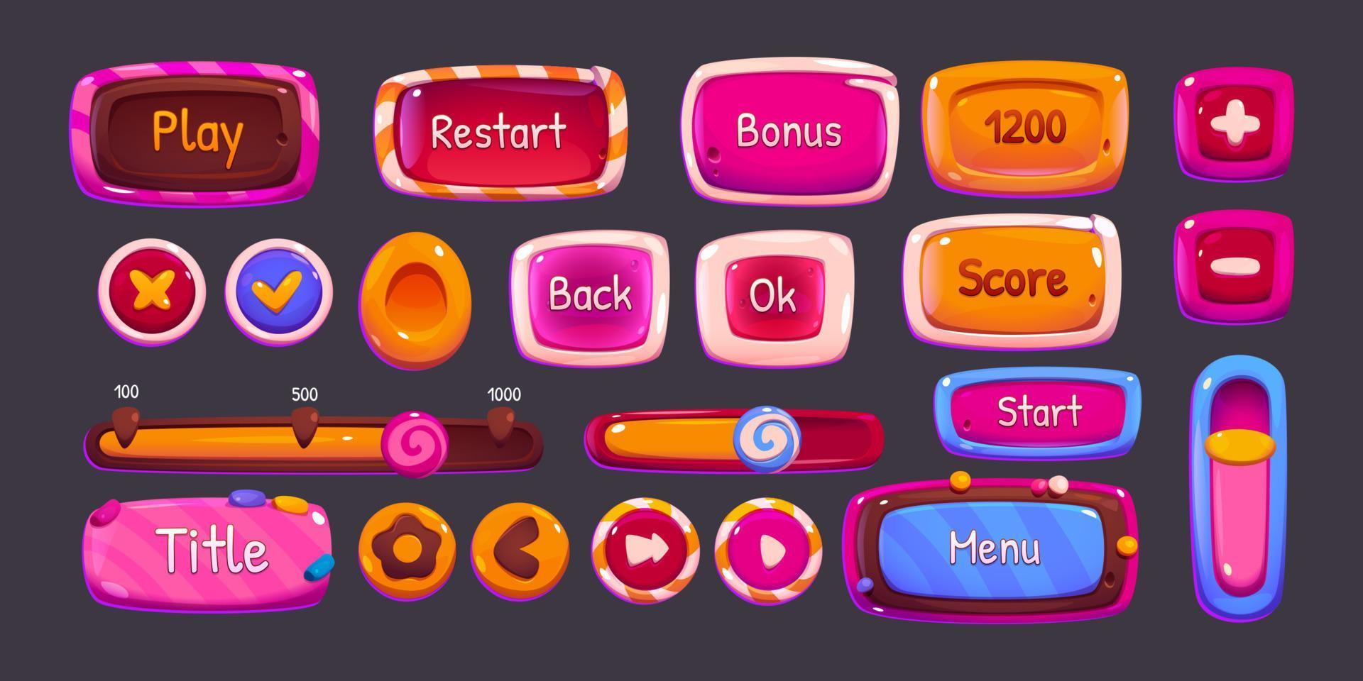 Glossy game buttons with candy texture vector