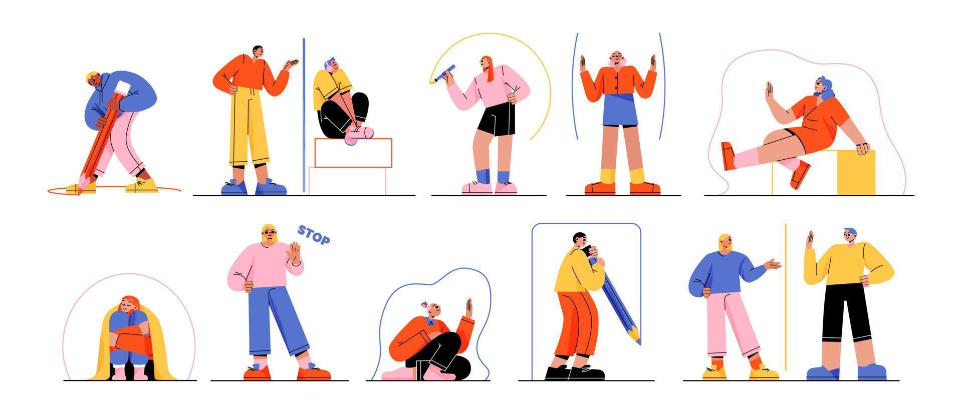 People create personal space, privacy and boundary vector