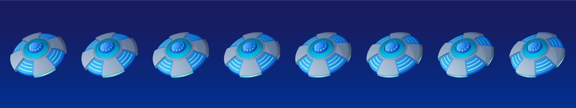 Flying ufo saucer animation sprite sheet effect vector