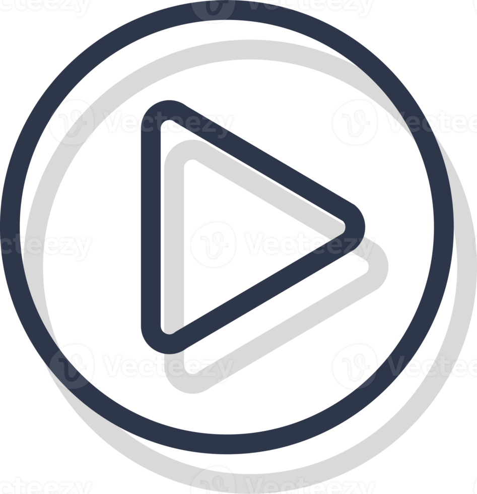 Play icon for media player button interface. Video and audio player navigations symbol in line design style. png