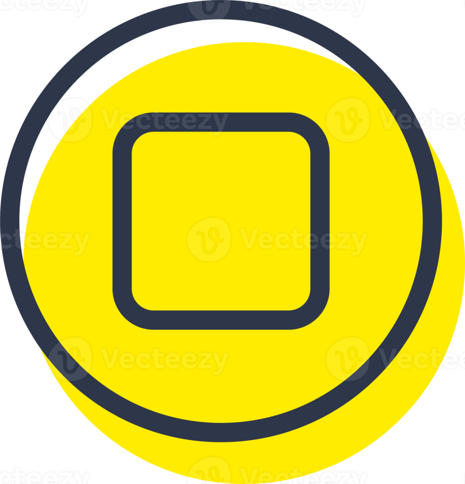 Stop icon for media player button interface. Video and audio player navigations symbol in line design style. png