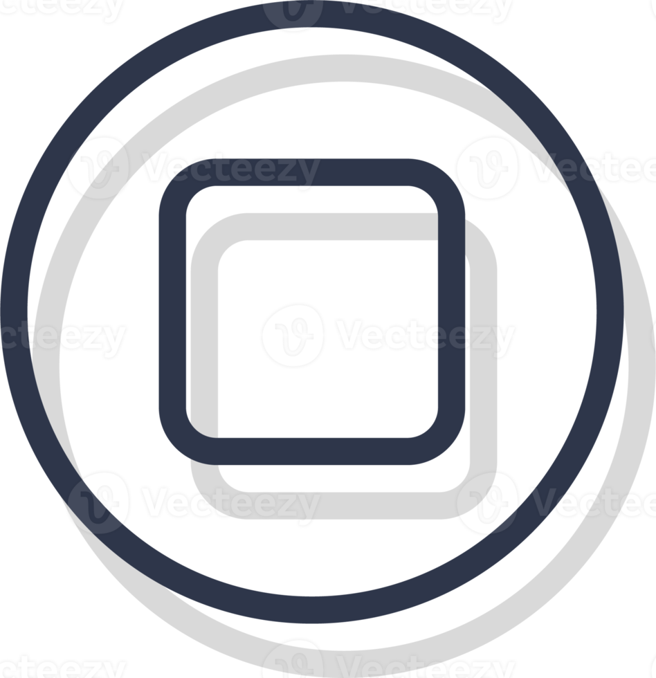 icône d'arrêt pour l'interface du bouton du lecteur multimédia. symbole de navigation des lecteurs vidéo et audio dans le style de conception de ligne. png