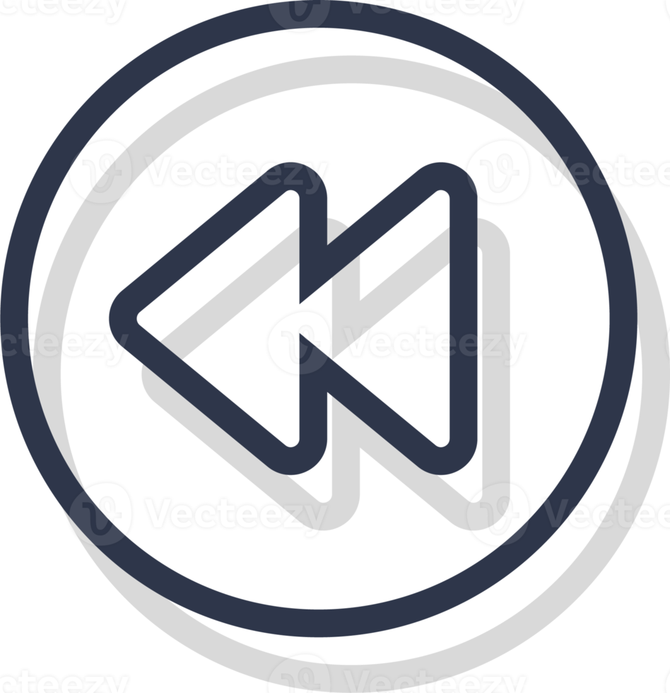 Backward icon for media player button interface. Video and audio player navigations symbol in line design style. png