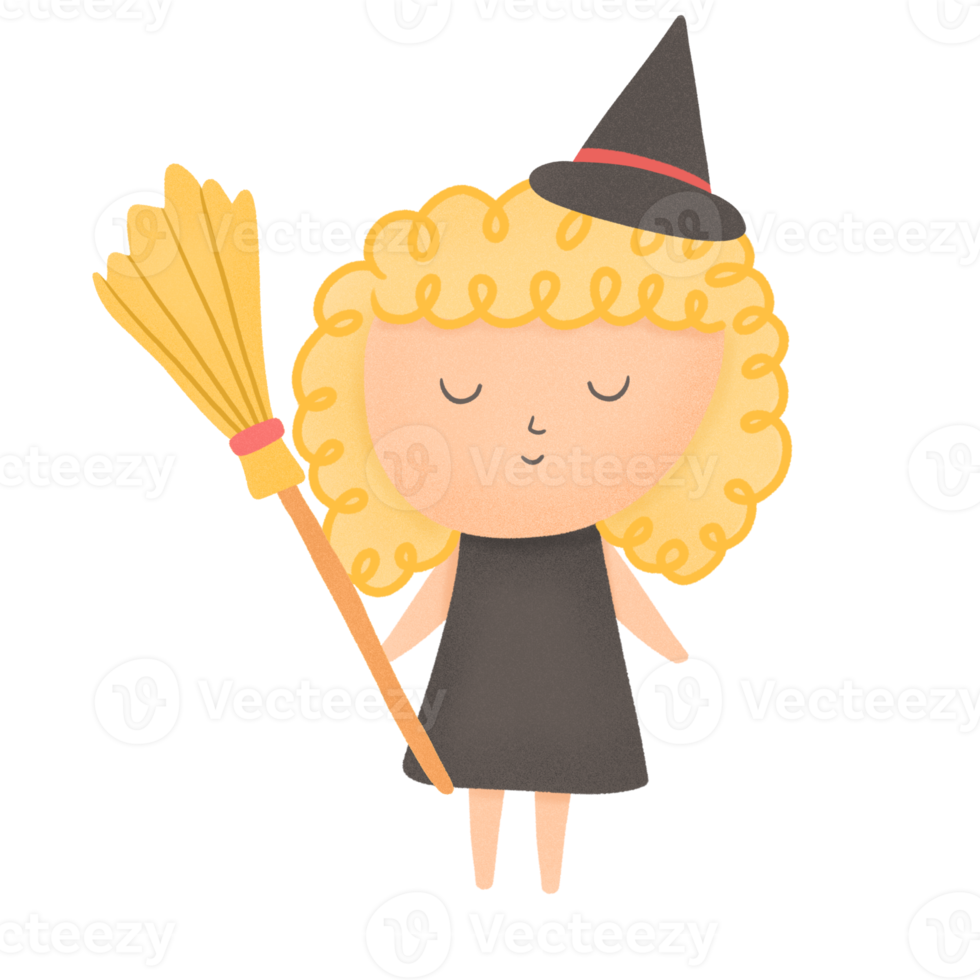 hand drawn witch design for sticker png