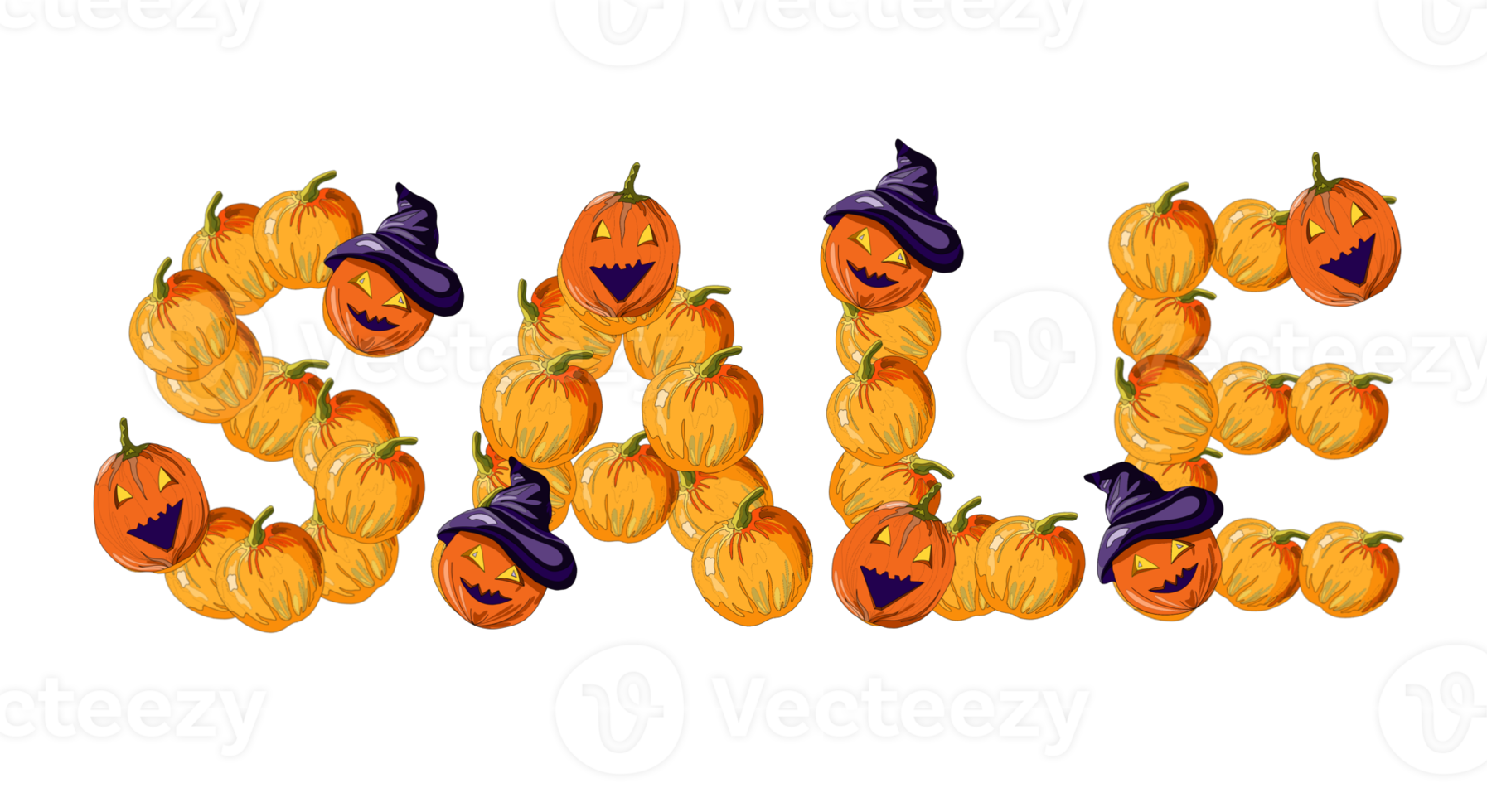 halloween sale, letters from pumpkins background png